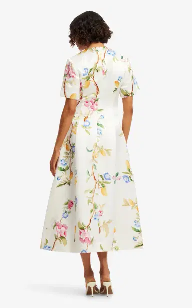 LEO LIN Caroline Floral-Print Linen-Silk Midi Dress | Thumbnail 5