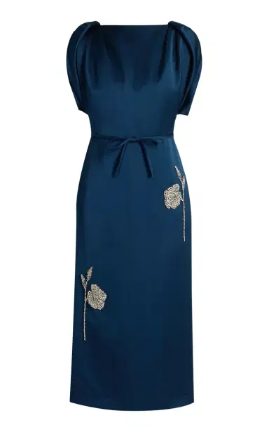Erdem Embroidered Heavy Satin Midi Dress | Thumbnail 1