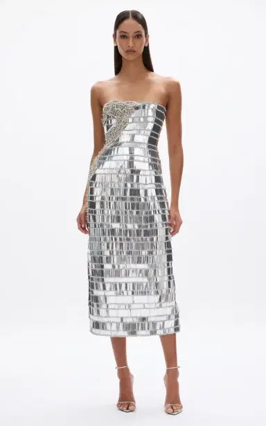 Rachel Gilbert Ariel Metallic Column Gown | Thumbnail 3