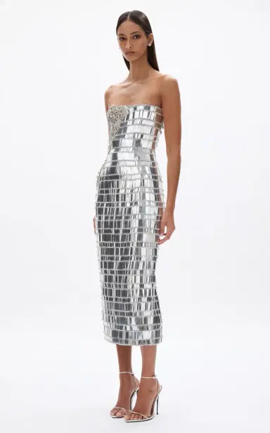 Rachel Gilbert Ariel Metallic Column Gown | Thumbnail 4