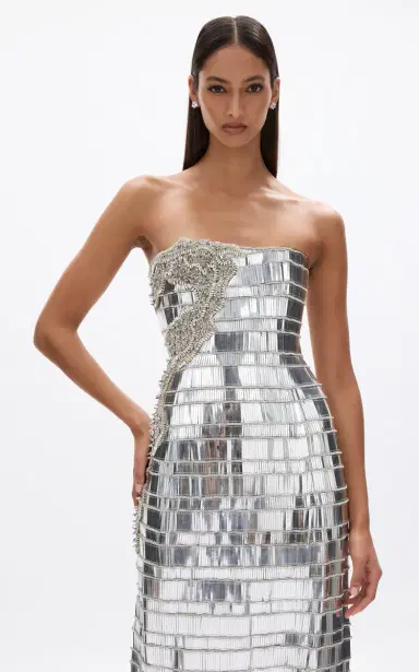 Rachel Gilbert Ariel Metallic Column Gown | Thumbnail 6