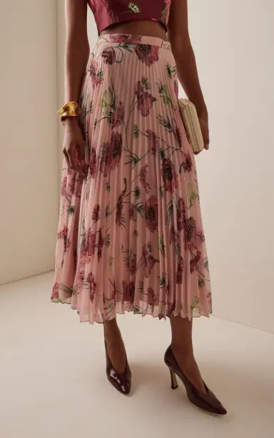 Erdem Floral Plisse Voile Midi Skirt | Thumbnail 3 Erdem Floral Plisse Voile Midi Skirt | Thumbnail 3