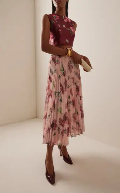 Erdem Floral Textured Satin Cropped Top | Thumbnail 3 Erdem Floral Textured Satin Cropped Top | Thumbnail 3