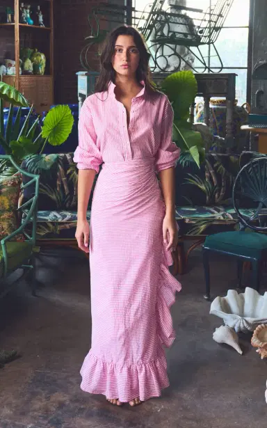 Coniglio Palm Beach Power Ruffled Cotton-Blend Pareo Maxi Skirt | Thumbnail 2