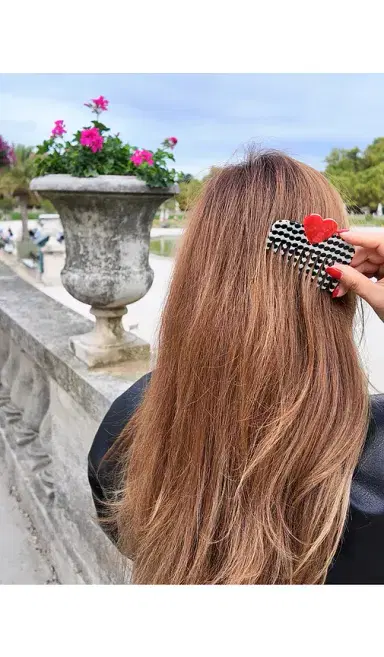 Solar Eclipse Hand-Painted Polka Dot Heart Pocket Hair Comb | Thumbnail 2