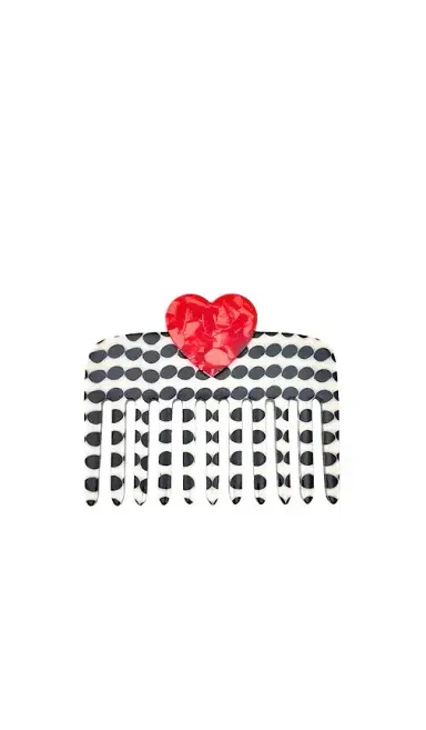 Solar Eclipse Hand-Painted Polka Dot Heart Pocket Hair Comb | Thumbnail 1