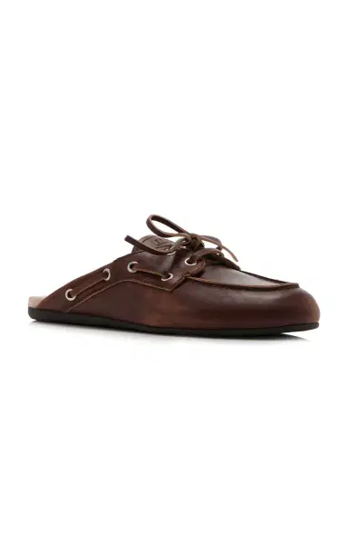 Miu Miu Leather Boat Shoe Mules | Thumbnail 4 Miu Miu Leather Boat Shoe Mules | Thumbnail 4