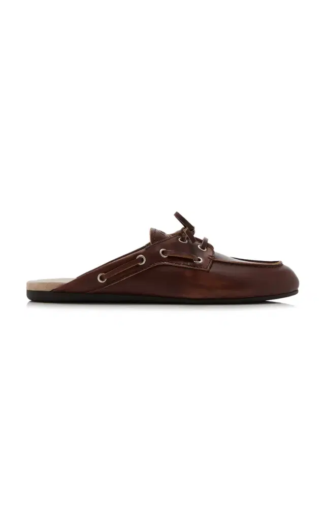 Miu Miu Leather Boat Shoe Mules