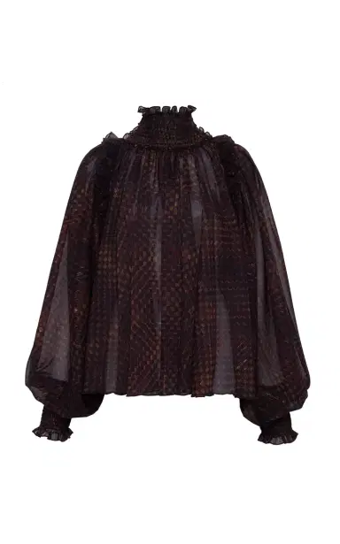 SIEDRÉS Serena Gathered Sheer Long Top | Thumbnail 1