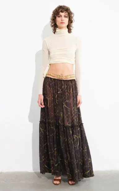 SIEDRÉS Arabella Printed Chiffon Maxi Skirt | Thumbnail 2