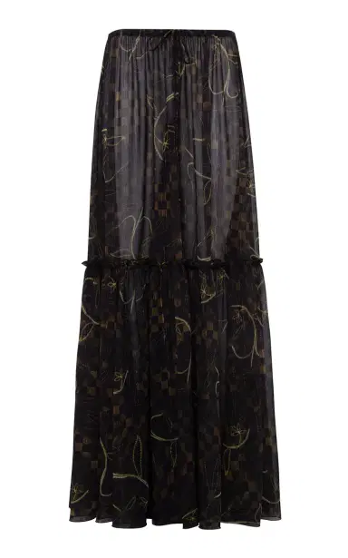 SIEDRÉS Arabella Printed Chiffon Maxi Skirt | Thumbnail 4