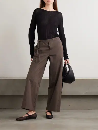 Deiji Studios Belted Pinstriped Organic Cotton Straight-leg Pants | Thumbnail 2