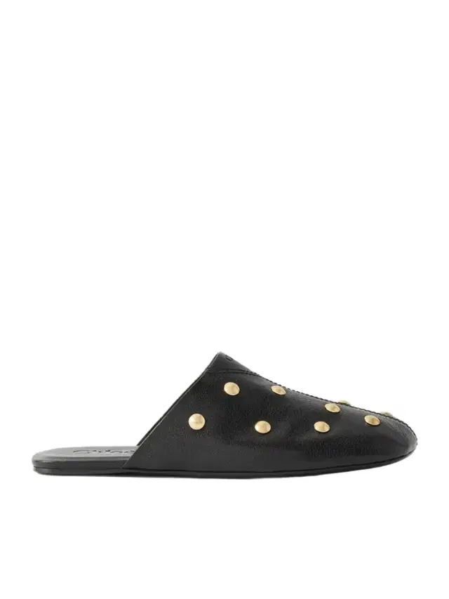 Studded Textured-leather Slip-ons