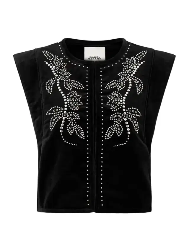 Poppy Studded Cotton-velvet Vest