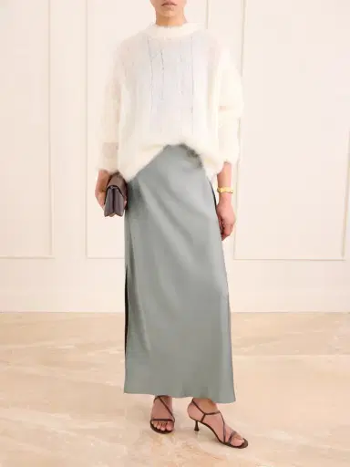 Brunello Cucinelli Satin Midi Skirt | Thumbnail 2 Brunello Cucinelli Satin Midi Skirt | Thumbnail 2