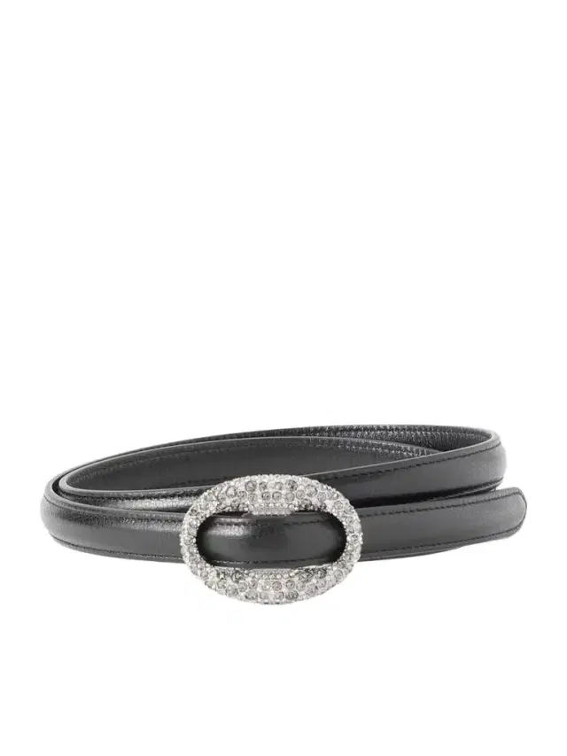 Crystal-embellished Leather Belt