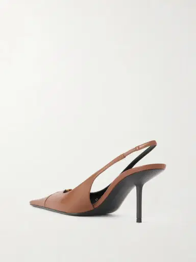 Saint Laurent Babylone Logo-embellished Leather Slingback Pumps | Thumbnail 3 Saint Laurent Babylone Logo-embellished Leather Slingback Pumps | Thumbnail 3