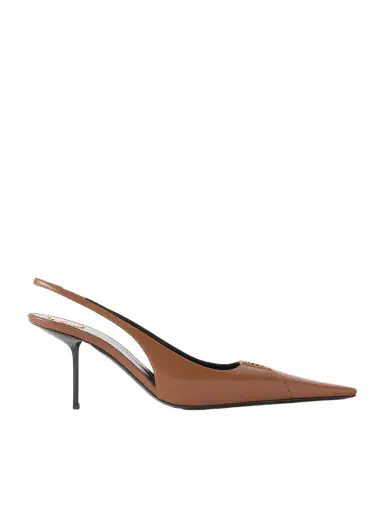 Saint Laurent Babylone Logo-embellished Leather Slingback Pumps | Thumbnail 1 Saint Laurent Babylone Logo-embellished Leather Slingback Pumps | Thumbnail 1
