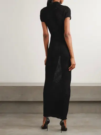 Jean Paul Gaultier Embellished Checked Ribbed-knit Turtleneck Maxi Dress | Thumbnail 3