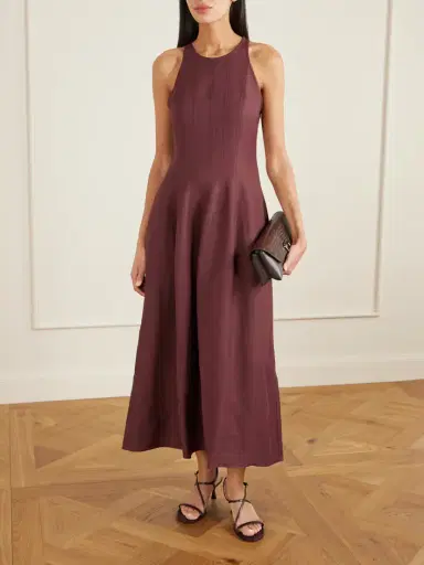 Brunello Cucinelli Paneled Twill Midi Dress | Thumbnail 2 Brunello Cucinelli Paneled Twill Midi Dress | Thumbnail 2
