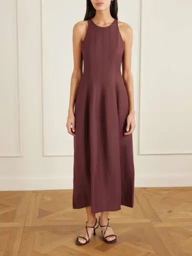 Brunello Cucinelli Paneled Twill Midi Dress | Thumbnail 3 Brunello Cucinelli Paneled Twill Midi Dress | Thumbnail 3