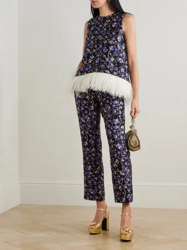 La DoubleJ 24/7 Floral-brocade Straight-leg Pants | Thumbnail 2