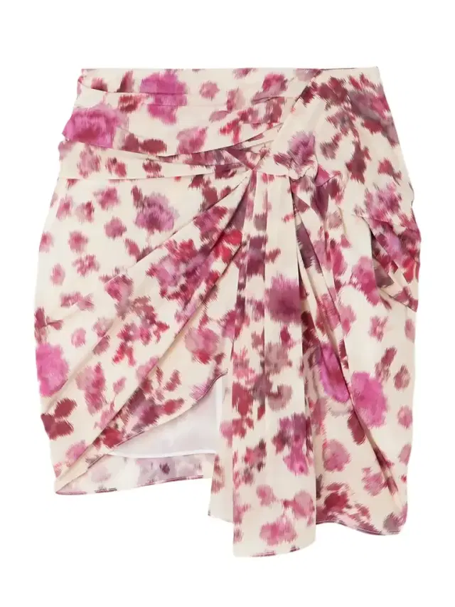 Ovia Draped Floral-print Silk-blend Mini Skirt