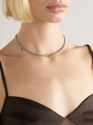 Marla Aaron Babylock Sterling Silver And 14-karat Gold, Emerald And Sapphire Necklace | Thumbnail 5 Marla Aaron Babylock Sterling Silver And 14-karat Gold, Emerald And Sapphire Necklace | Thumbnail 5