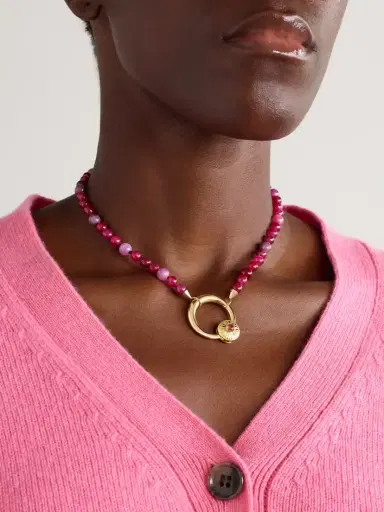 Marla Aaron Flower Musgrave Lock 14-karat Gold, Ruby And Spinel Necklace | Thumbnail 2 Marla Aaron Flower Musgrave Lock 14-karat Gold, Ruby And Spinel Necklace | Thumbnail 2