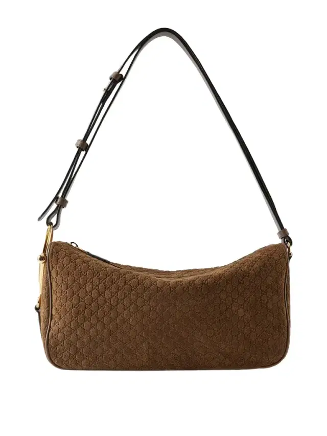 Horsebit 1955 Leather-trimmed Debossed Suede Shoulder Bag