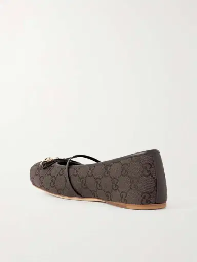 Gucci Horsebit-embellished Bow-detailed Canvas-jacquard Ballet Flats | Thumbnail 3 Gucci Horsebit-embellished Bow-detailed Canvas-jacquard Ballet Flats | Thumbnail 3