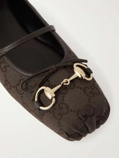 Gucci Horsebit-embellished Bow-detailed Canvas-jacquard Ballet Flats | Thumbnail 5 Gucci Horsebit-embellished Bow-detailed Canvas-jacquard Ballet Flats | Thumbnail 5