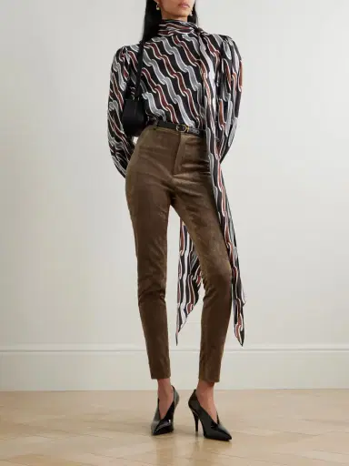 Gucci Embellished Cotton-blend Stretch-velvet Skinny Pants | Thumbnail 2 Gucci Embellished Cotton-blend Stretch-velvet Skinny Pants | Thumbnail 2