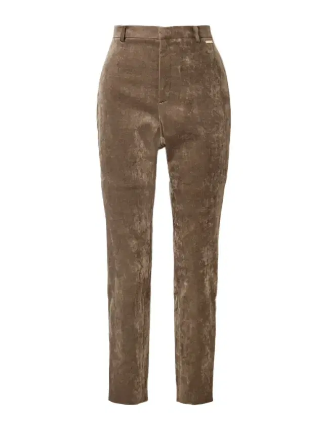 Embellished Cotton-blend Stretch-velvet Skinny Pants