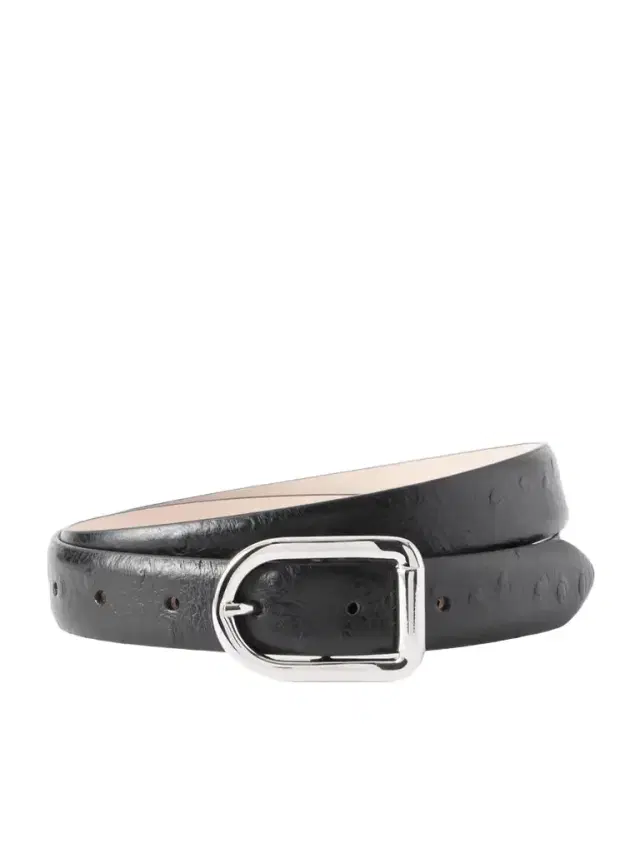 Mija Ostrich-effect Leather Belt