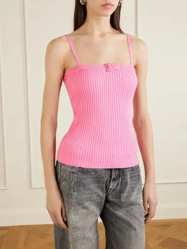 Courrèges Buckled Ribbed-knit Tank | Thumbnail 3