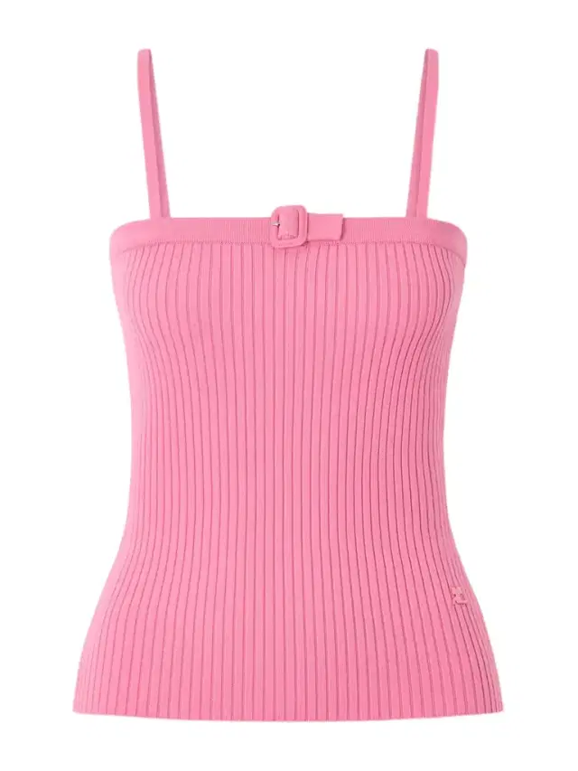 Buckled Ribbed-knit Tank