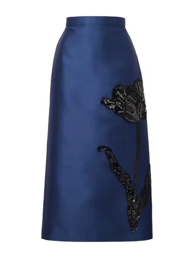 Sequined Embroidered Satin Midi Skirt