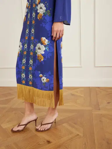 Borgo de Nor Fringed Floral-print Satin-crepe Maxi Dress | Thumbnail 4