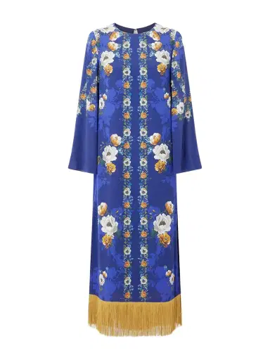 Borgo de Nor Fringed Floral-print Satin-crepe Maxi Dress | Thumbnail 1