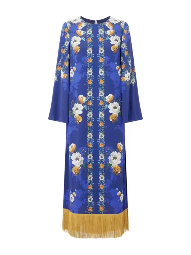 Fringed Floral-print Satin-crepe Maxi Dress