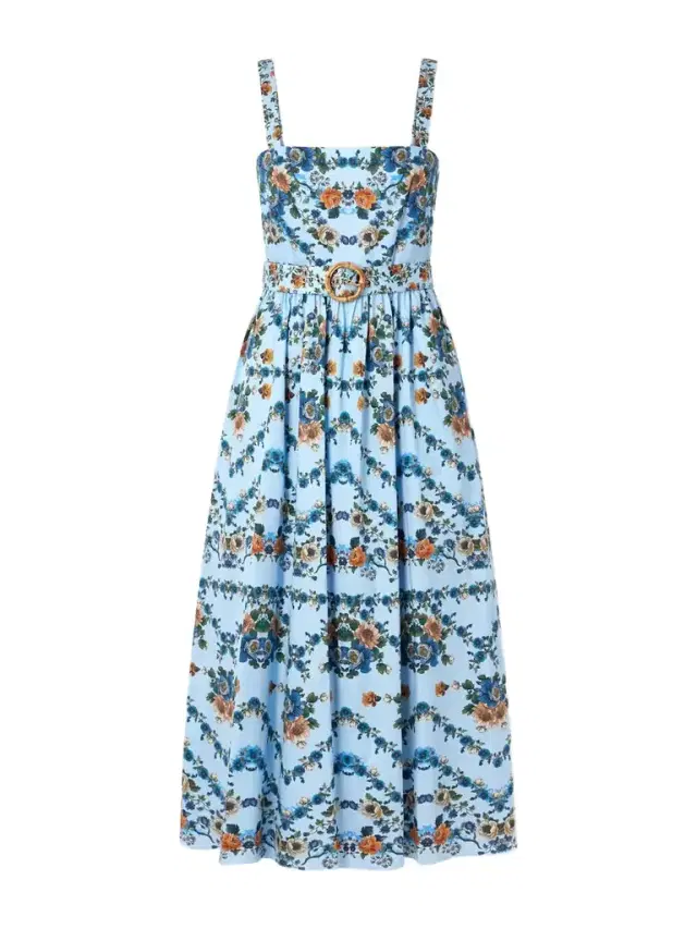 Borgo de Nor Ninet Belted Floral-print Cotton-poplin Midi Dress