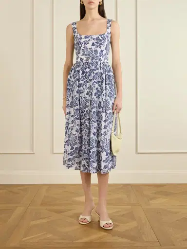 Borgo de Nor Mackenzie Belted Lace-paneled Cotton-blend Midi Dress | Thumbnail 2 Borgo de Nor Mackenzie Belted Lace-paneled Cotton-blend Midi Dress | Thumbnail 2