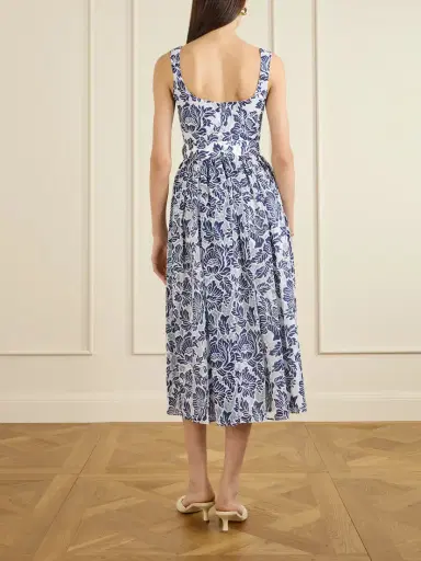 Borgo de Nor Mackenzie Belted Lace-paneled Cotton-blend Midi Dress | Thumbnail 3 Borgo de Nor Mackenzie Belted Lace-paneled Cotton-blend Midi Dress | Thumbnail 3