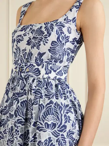 Borgo de Nor Mackenzie Belted Lace-paneled Cotton-blend Midi Dress | Thumbnail 4 Borgo de Nor Mackenzie Belted Lace-paneled Cotton-blend Midi Dress | Thumbnail 4
