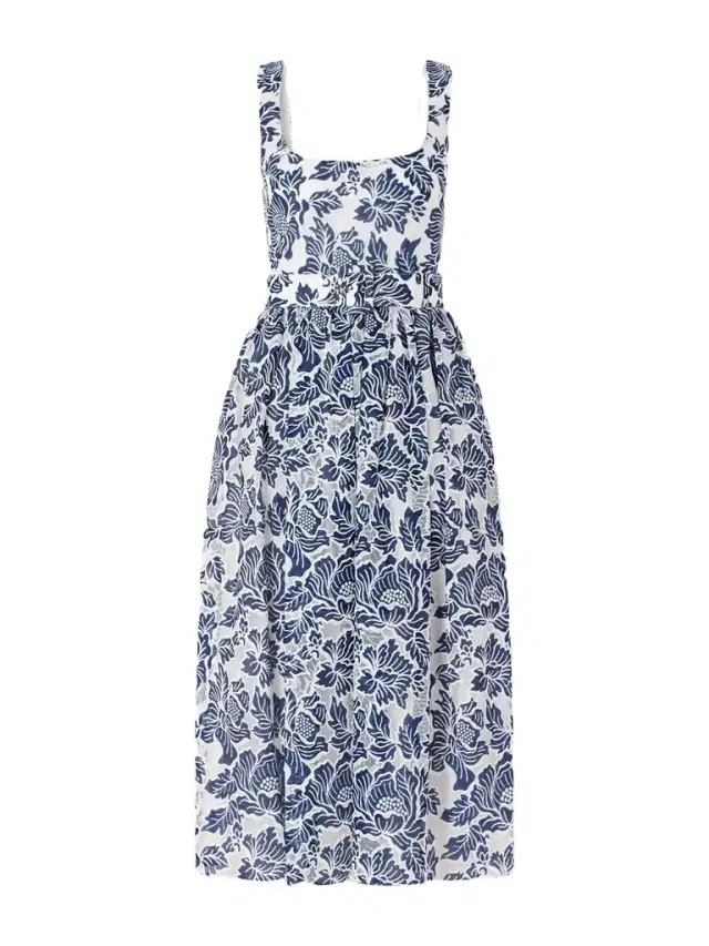 Borgo de Nor Mackenzie Belted Lace-paneled Cotton-blend Midi Dress