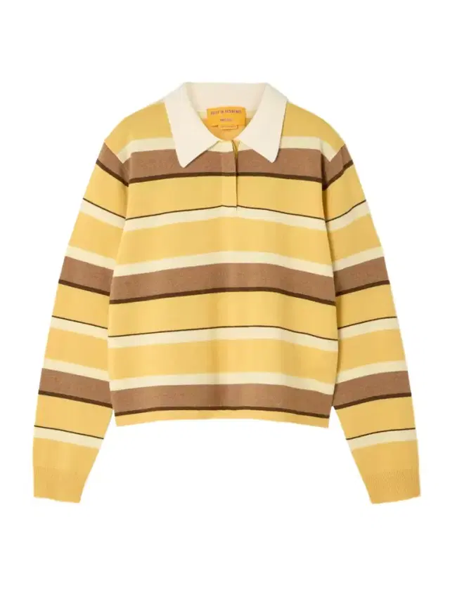 Cropped Striped Cashmere Polo Sweater