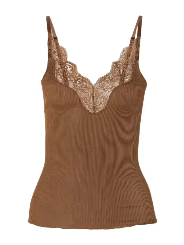 Lace-trimmed Ribbed Silk-jersey Tank