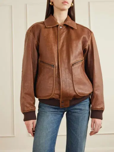 Saint Laurent Leather Bomber Jacket | Thumbnail 3
