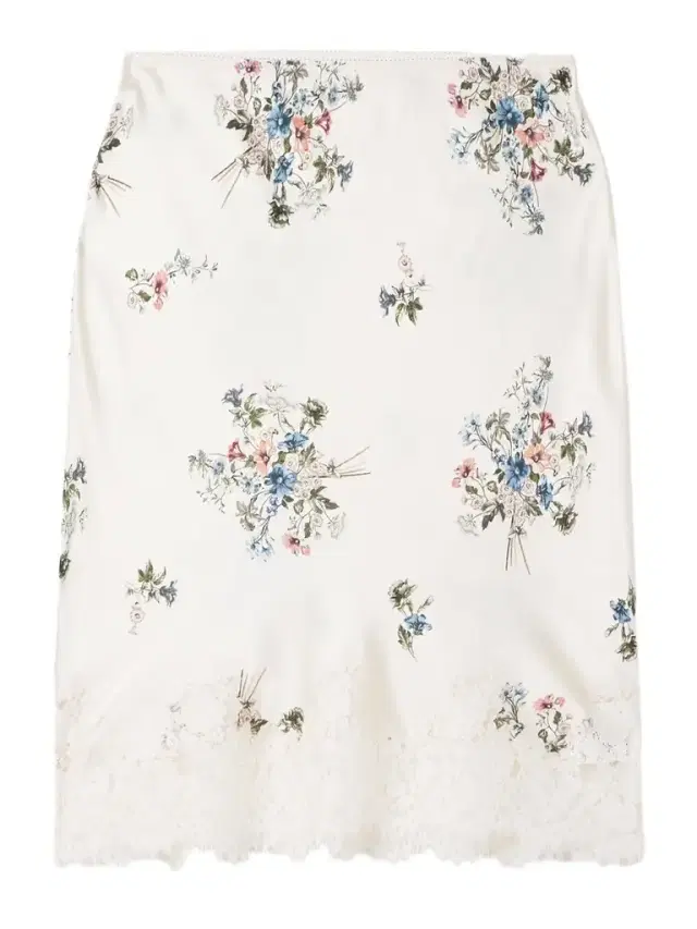 Elowette Lace-trimmed Floral-print Silk-satin Skirt